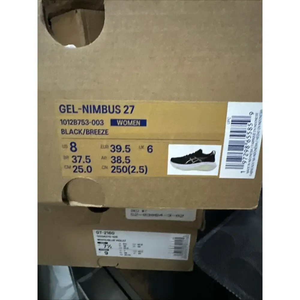 New Women's Size 8 Asics Gel-Nimbus 27 Black Breeze 1012B753-003